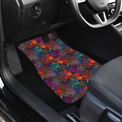Rooster Print Style Car Floor Mats Front Back