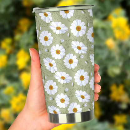 Daisy Yellow Print Pattern Tumbler