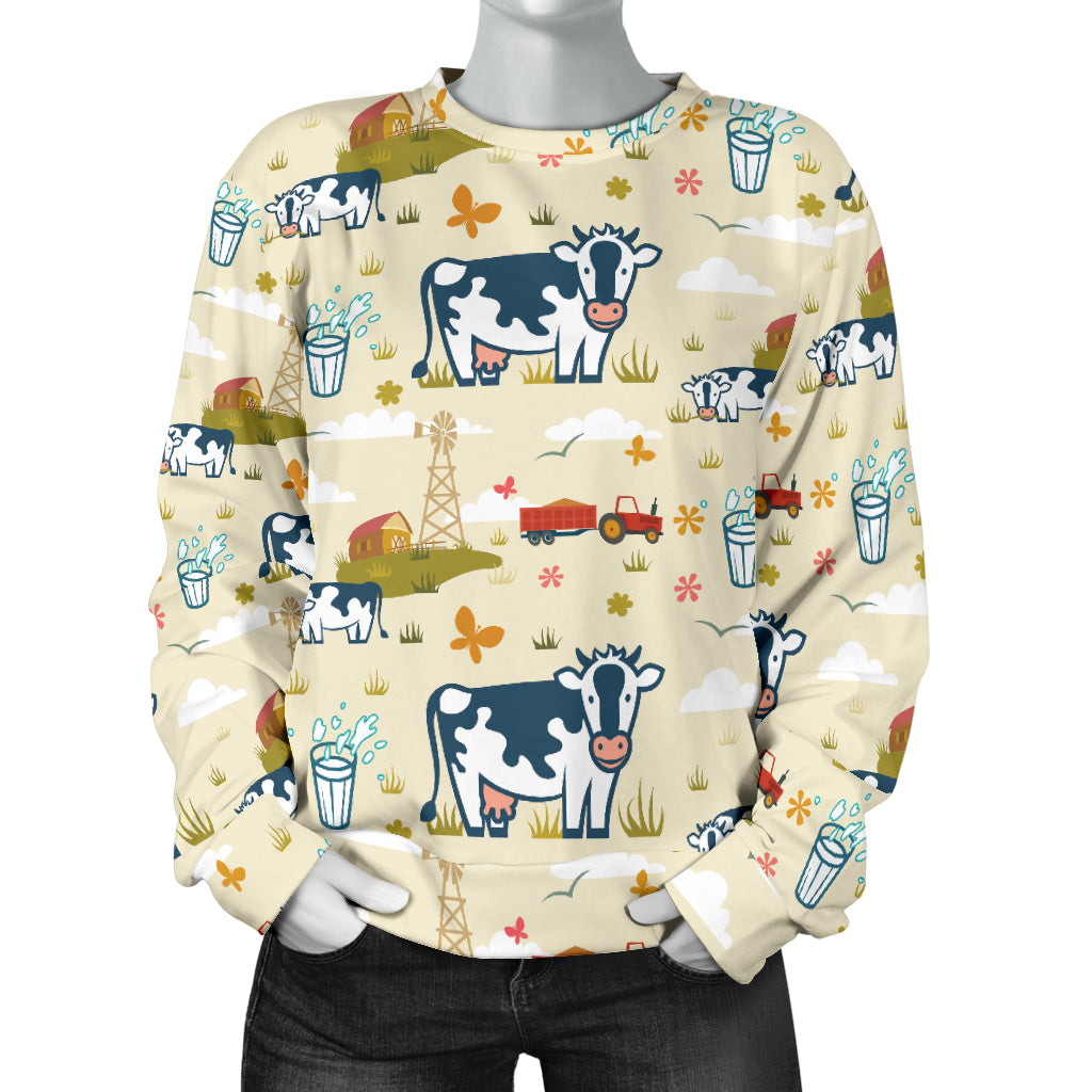 Cow Farm Design Print Women Long Sleeve Sweatshirt