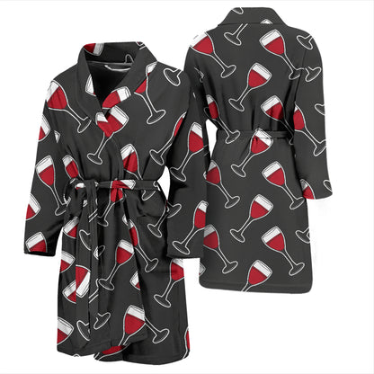 Wine Print Design LKS308 Men Bathrobe