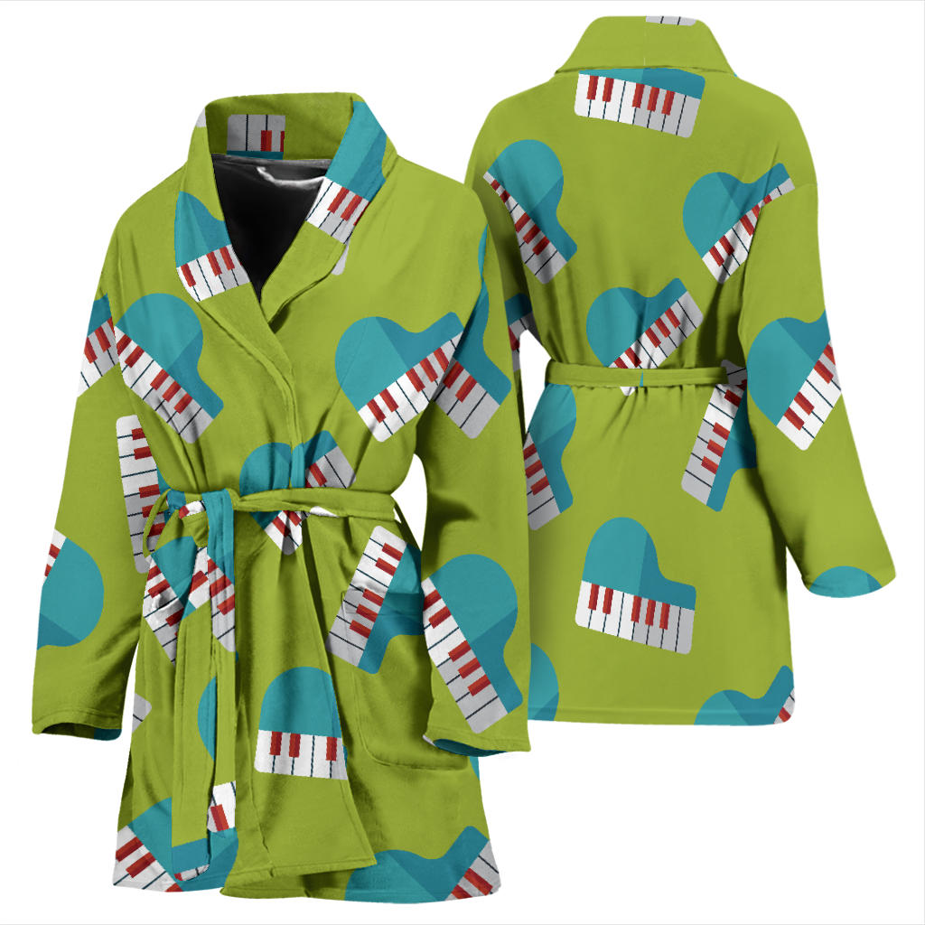 Piano Pattern Print Design 03 Women Bathrobe