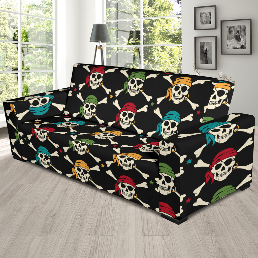 Pirate Pattern Print Design A01 Sofa Slipcover