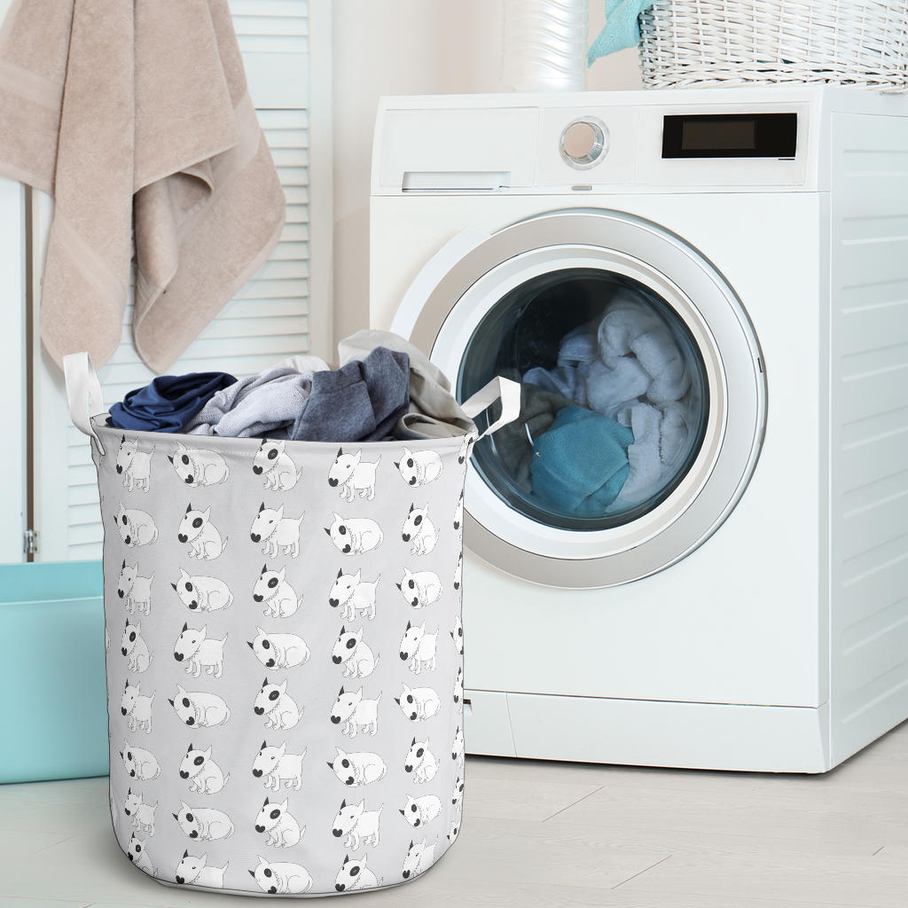 Bull Terrier hand draw Print Pattern Laundry Basket