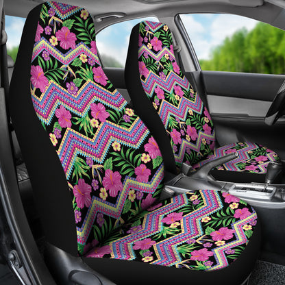 Hibiscus Pink Zigzag Line Pattern Design LKS307 Car Seat Covers
