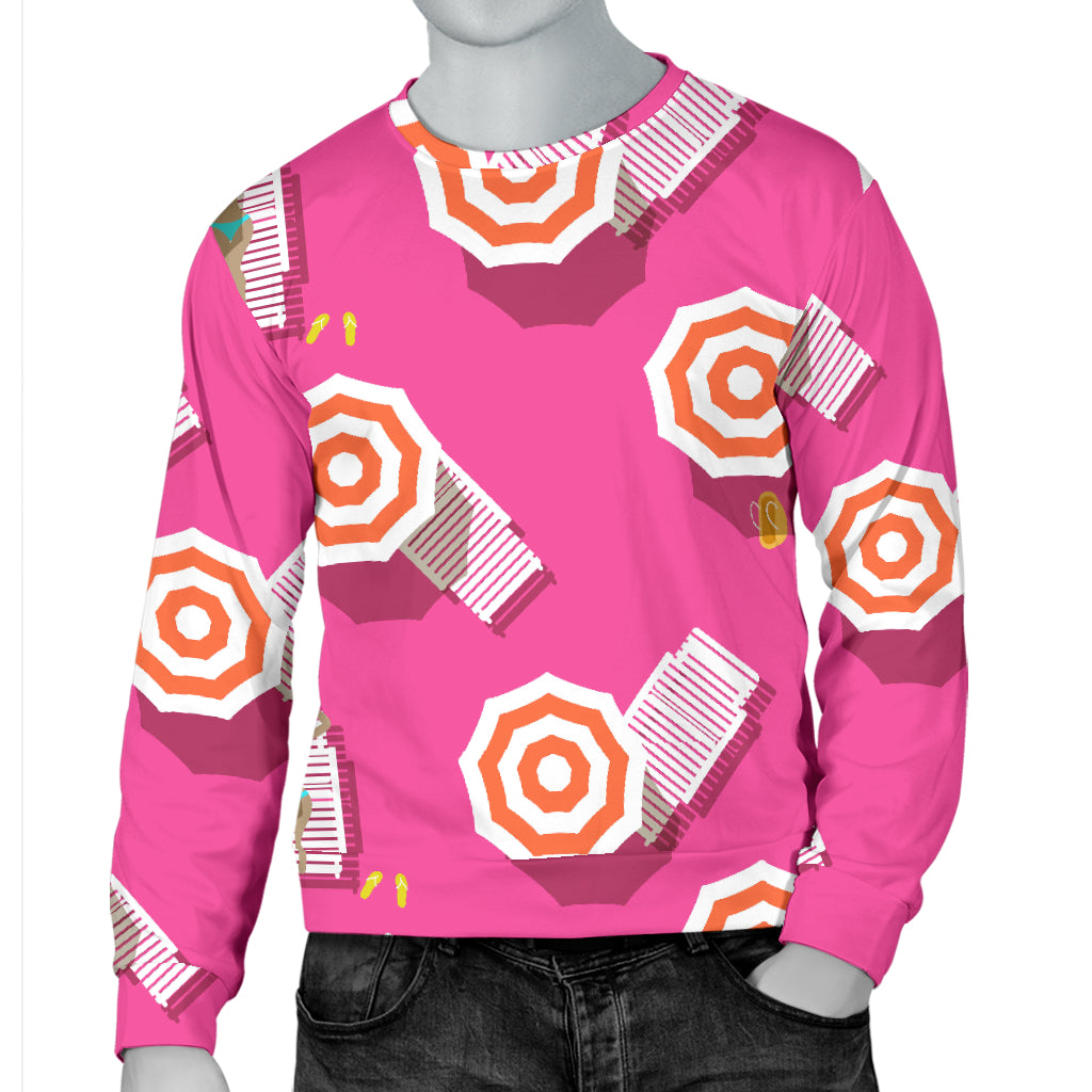 Beach Top View Umbrella Theme Men Long Sleeve Sweatshirt
