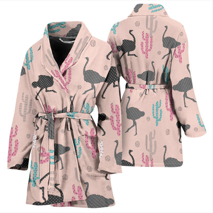 Ostrich Pattern Print Design 03 Women Bathrobe