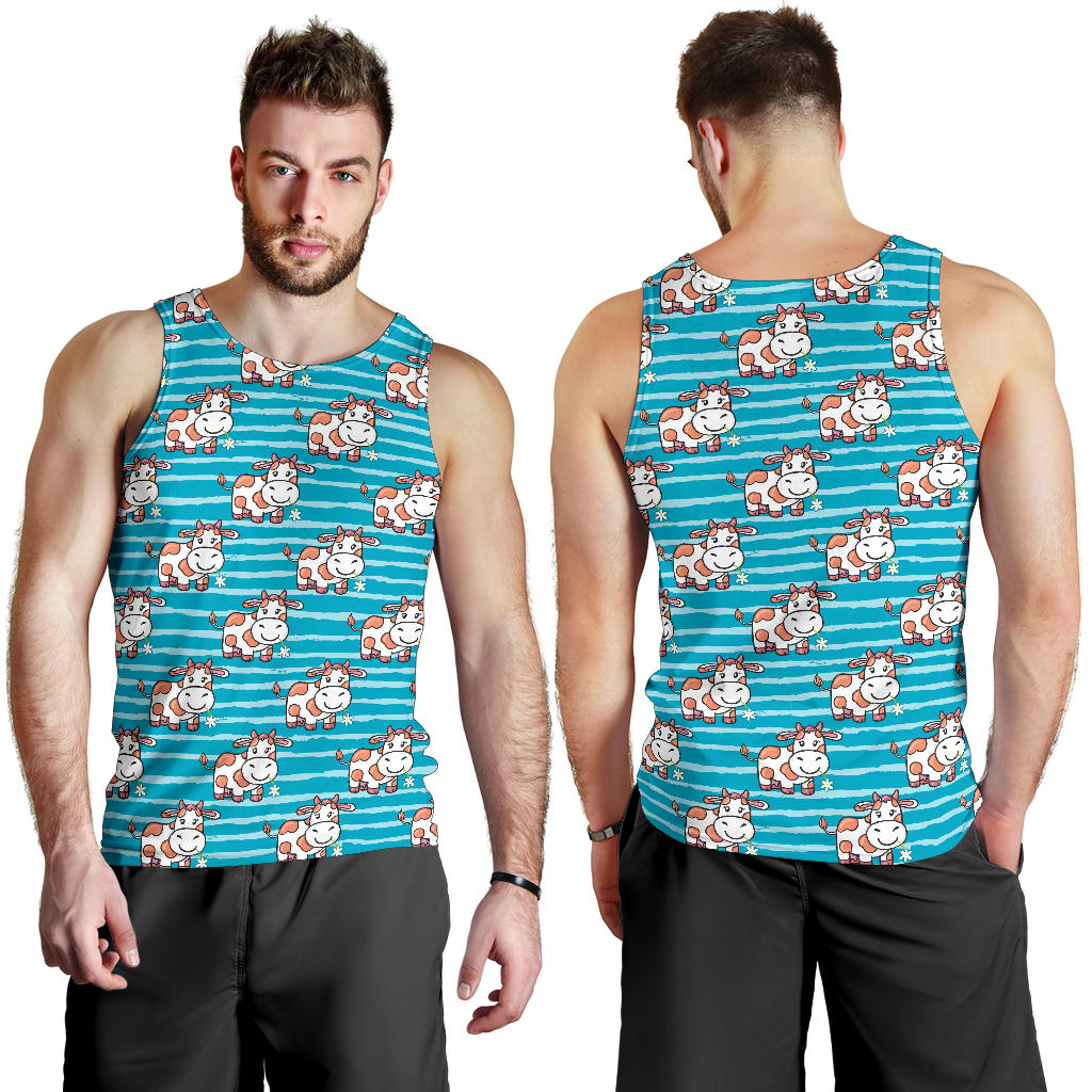 Cow Cute Print Pattern Men Tank Top