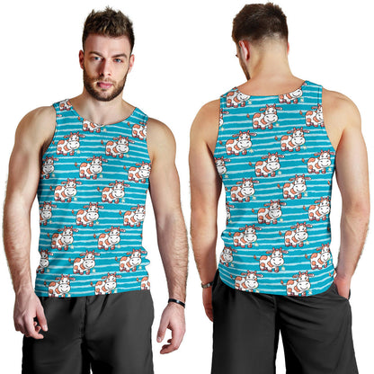 Cow Cute Print Pattern Men Tank Top