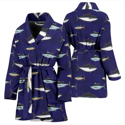 Tuna Fish Print Design LKS304 Women Bathrobe