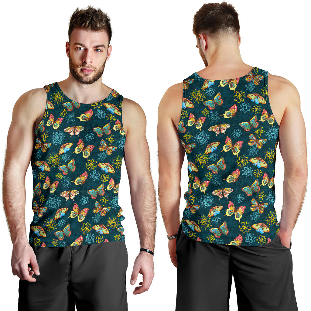 Butterfly Hand Draw Print Pattern Men Tank Top