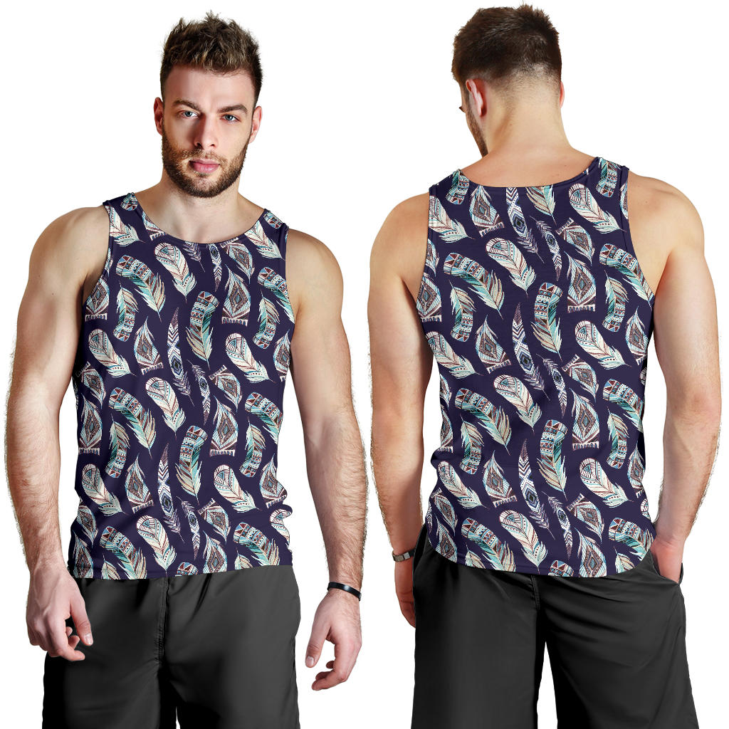 Feather Vintage Boho Design Print Men Tank Top