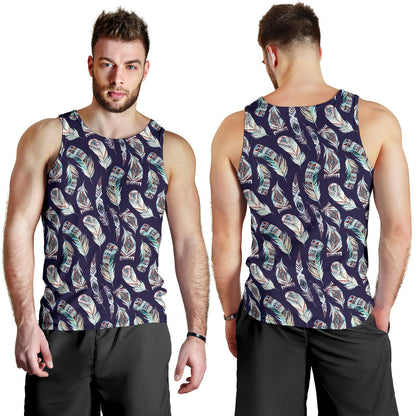 Feather Vintage Boho Design Print Men Tank Top