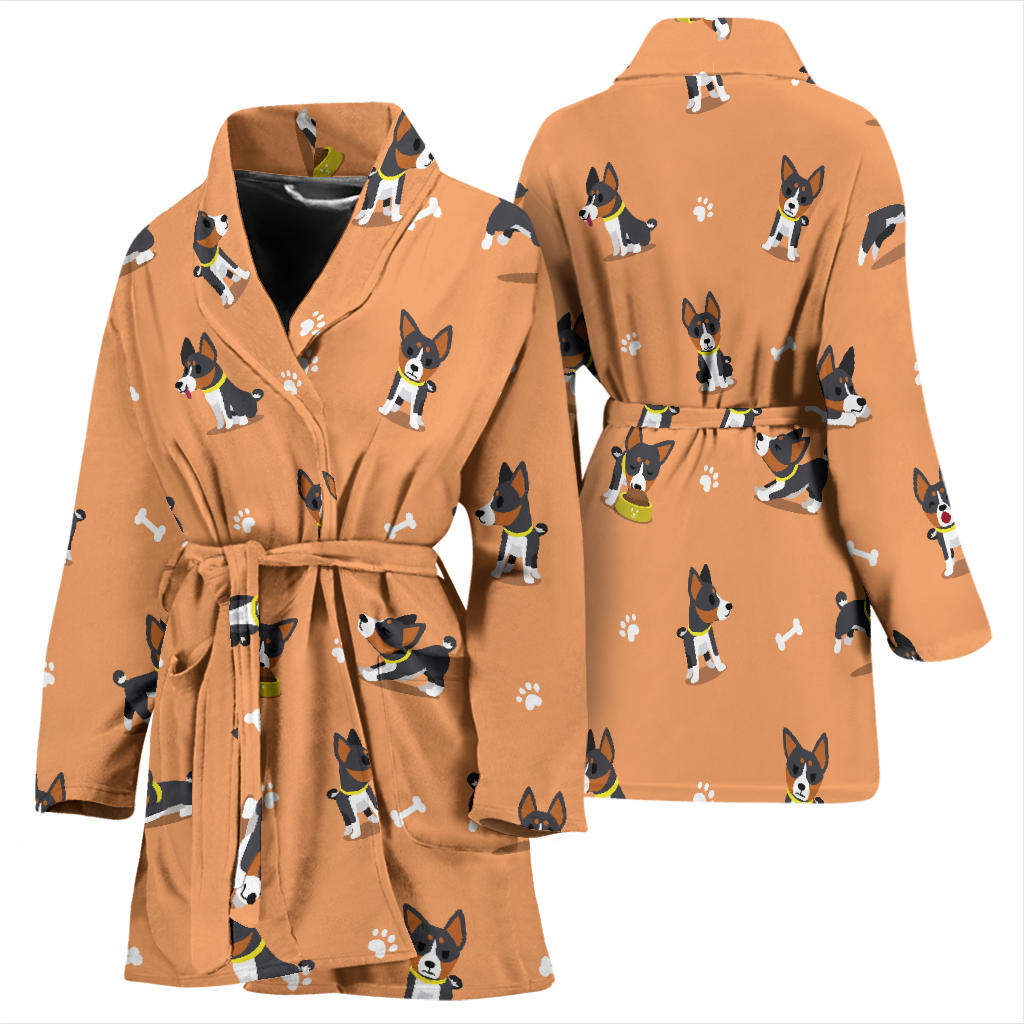 Basenji Pattern Print Design 01 Women Bathrobe