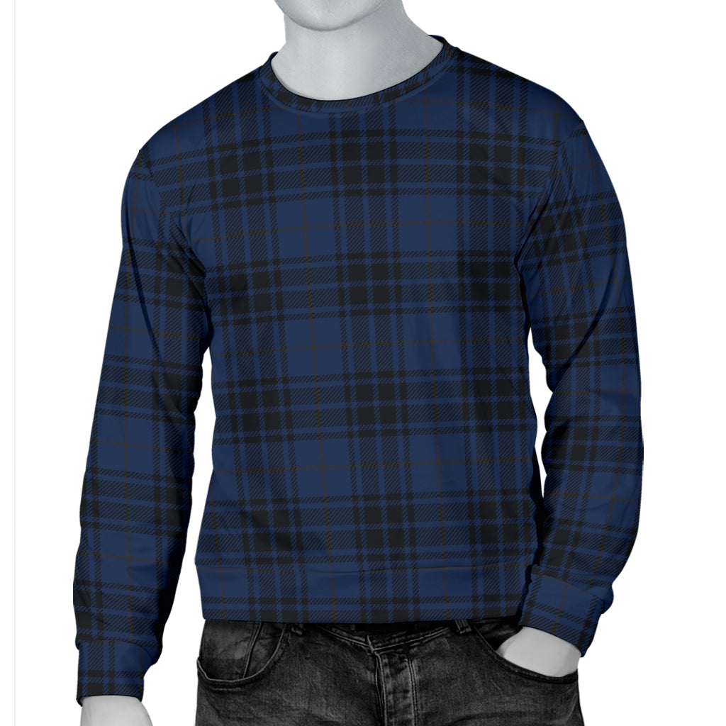 Navy Blue Tartan Plaid Pattern Men Long Sleeve Sweatshirt