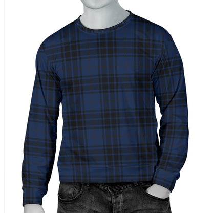 Navy Blue Tartan Plaid Pattern Men Long Sleeve Sweatshirt
