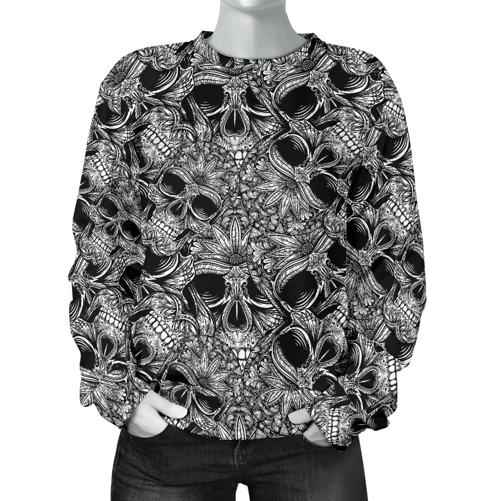 Skull Tattoo Design Print Women Long Sleeve Sweatshirt