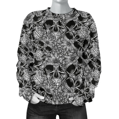 Skull Tattoo Design Print Women Long Sleeve Sweatshirt