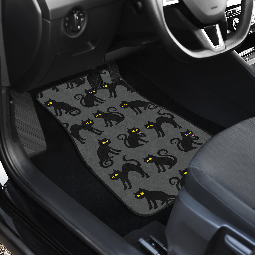 Black Cat Cute Print Pattern Car Floor Mats Front Back