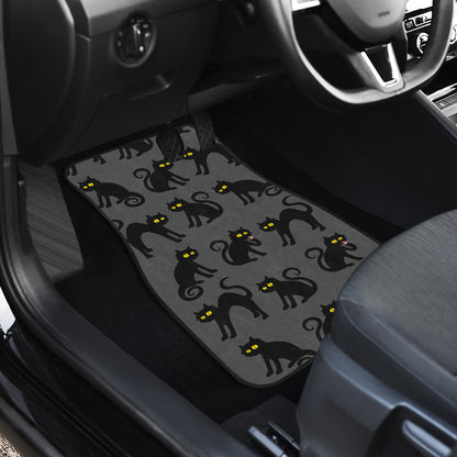 Black Cat Cute Print Pattern Car Floor Mats Front Back