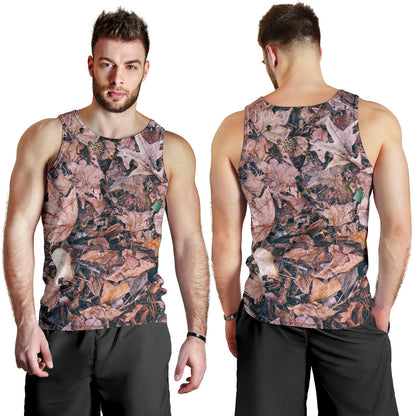 Camouflage Realistic Tree Leaf Print Men Tank Top