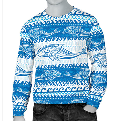 Dolphin Tribal Print Pattern Men Long Sleeve Sweatshirt