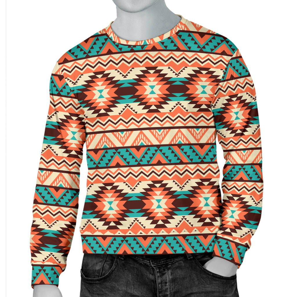 Navajo Western Style Print Pattern Men Long Sleeve Sweatshirt