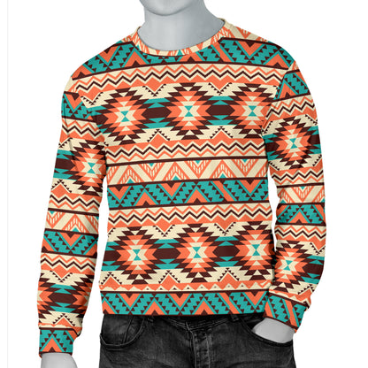 Navajo Western Style Print Pattern Men Long Sleeve Sweatshirt