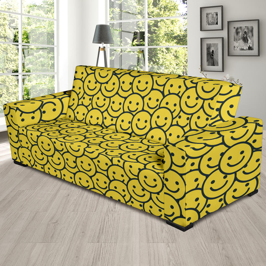 Smiley Face Emoji Print Design LKS302 Sofa Slipcover