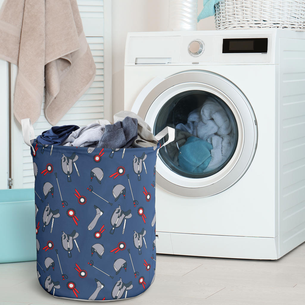 Equestrian Equipment Background Laundry Basket