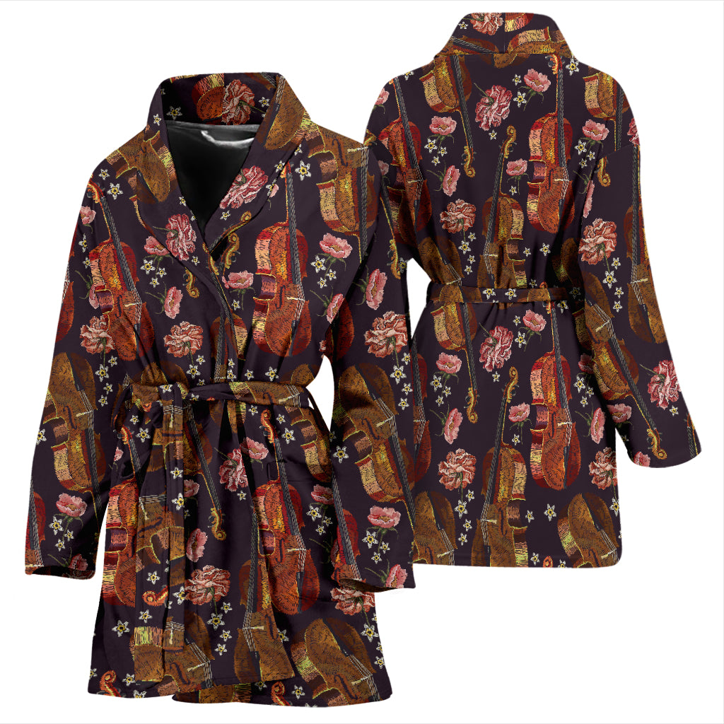 Violin Print Design LKS402 Women Bathrobe