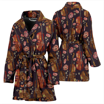 Violin Print Design LKS402 Women Bathrobe