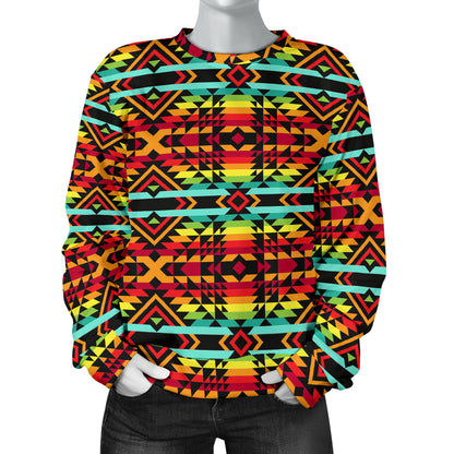 Kente Red Design African Print Women Long Sleeve Sweatshirt