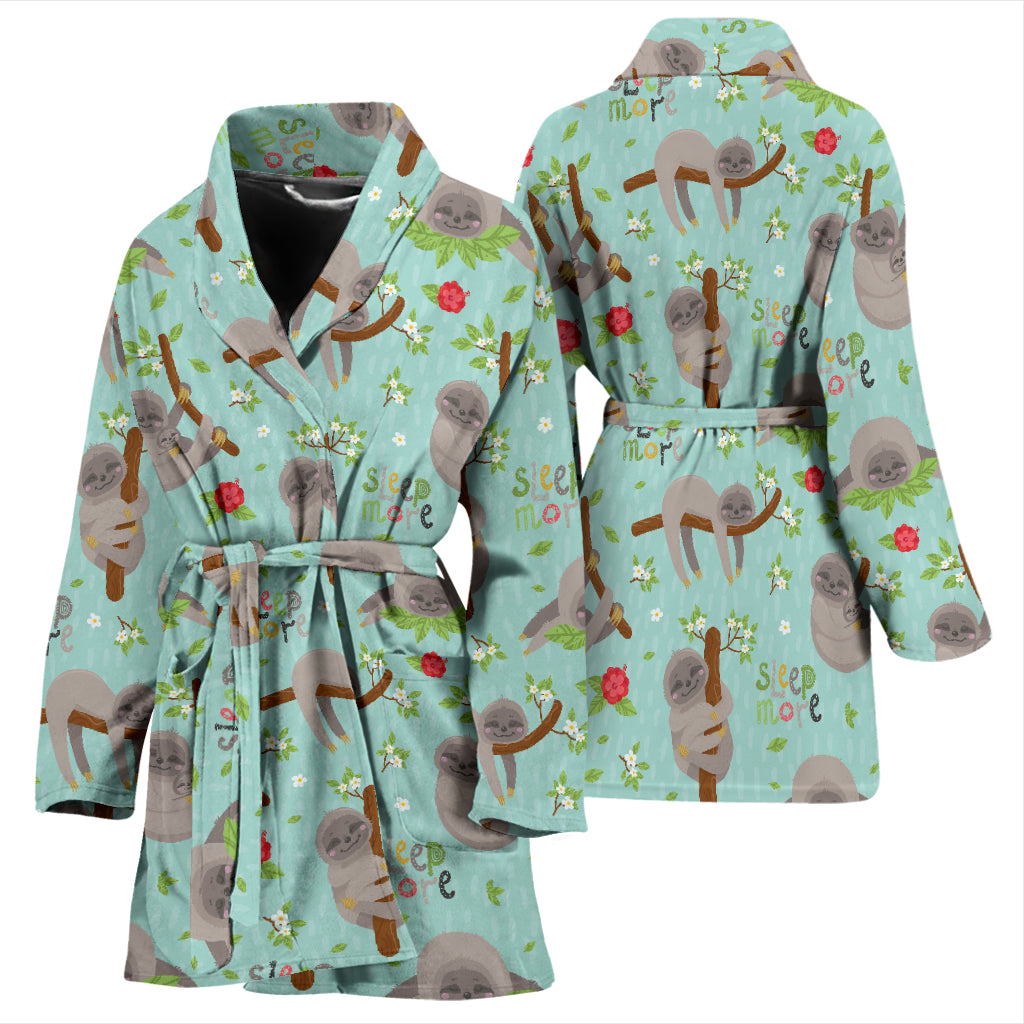 Sloth Print Design LKS305 Women Bathrobe