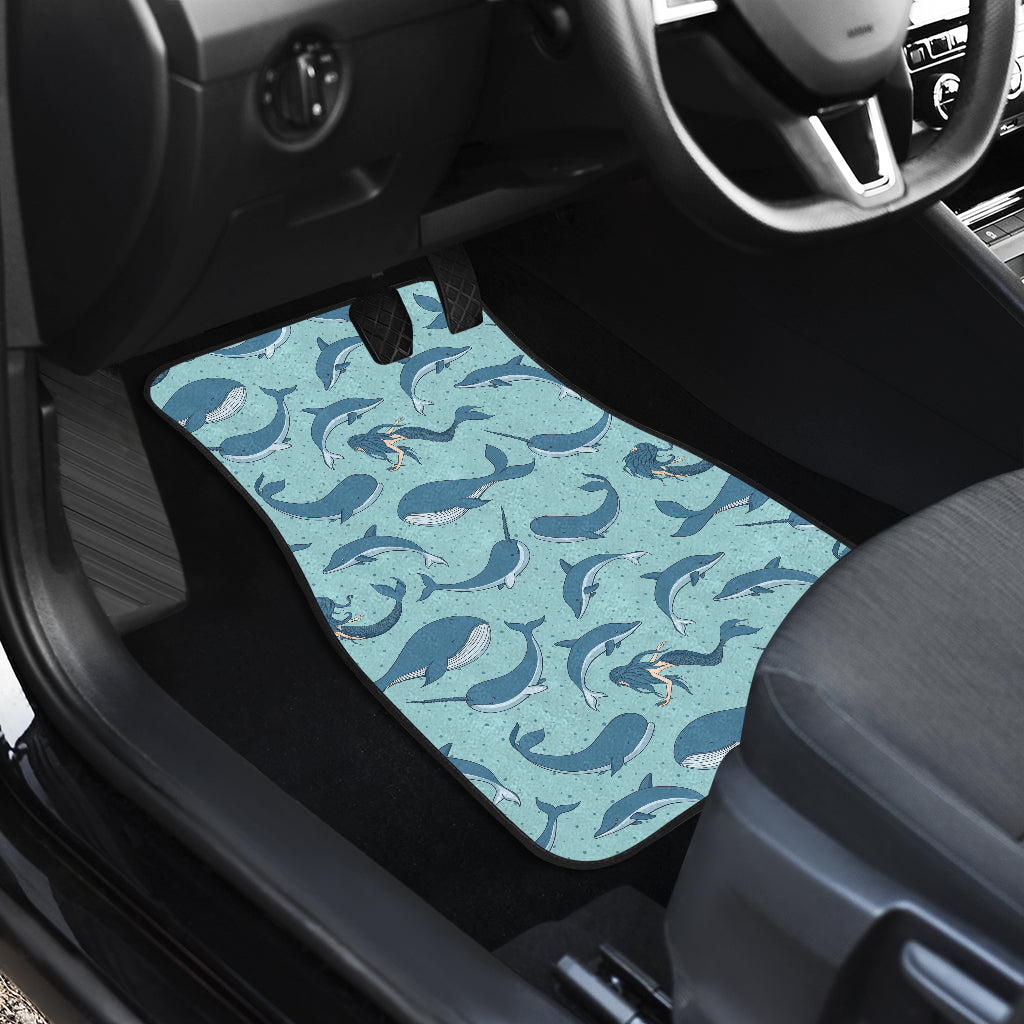 Narwhal Themed Print Car Floor Mats Front Back