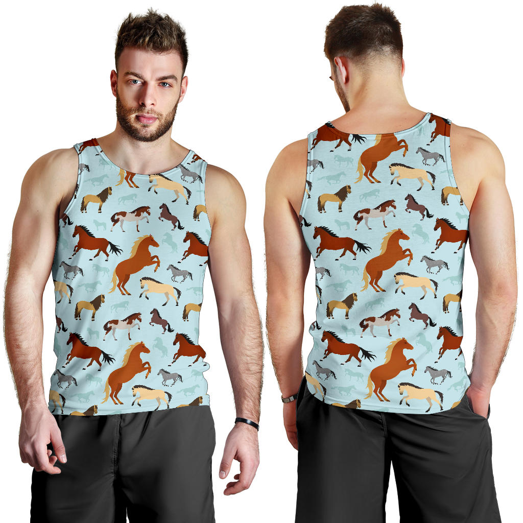 Horse Cute Themed Pattern Print Men Tank Top