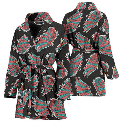 Angel Wings Pattern Print Design 05 Women Bathrobe