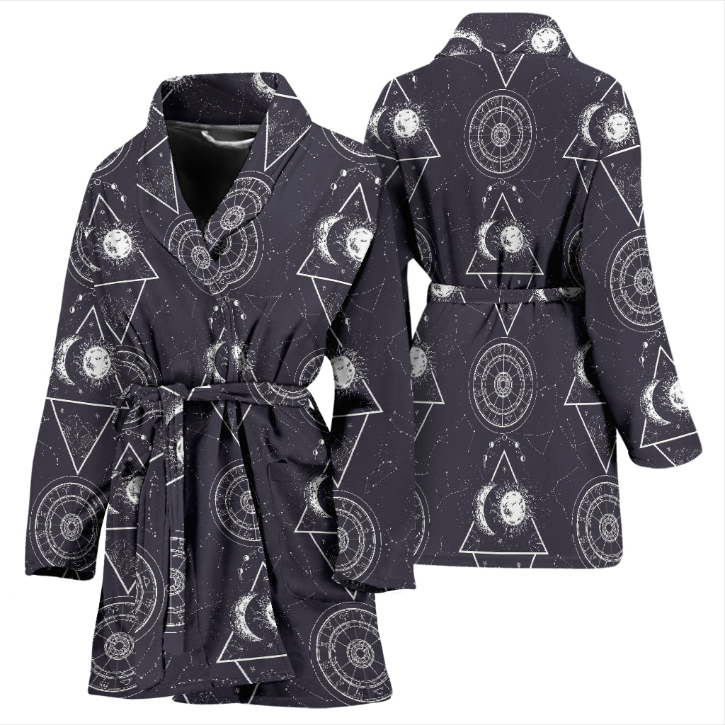 Sun Moon Print Design LKS309 Women Bathrobe