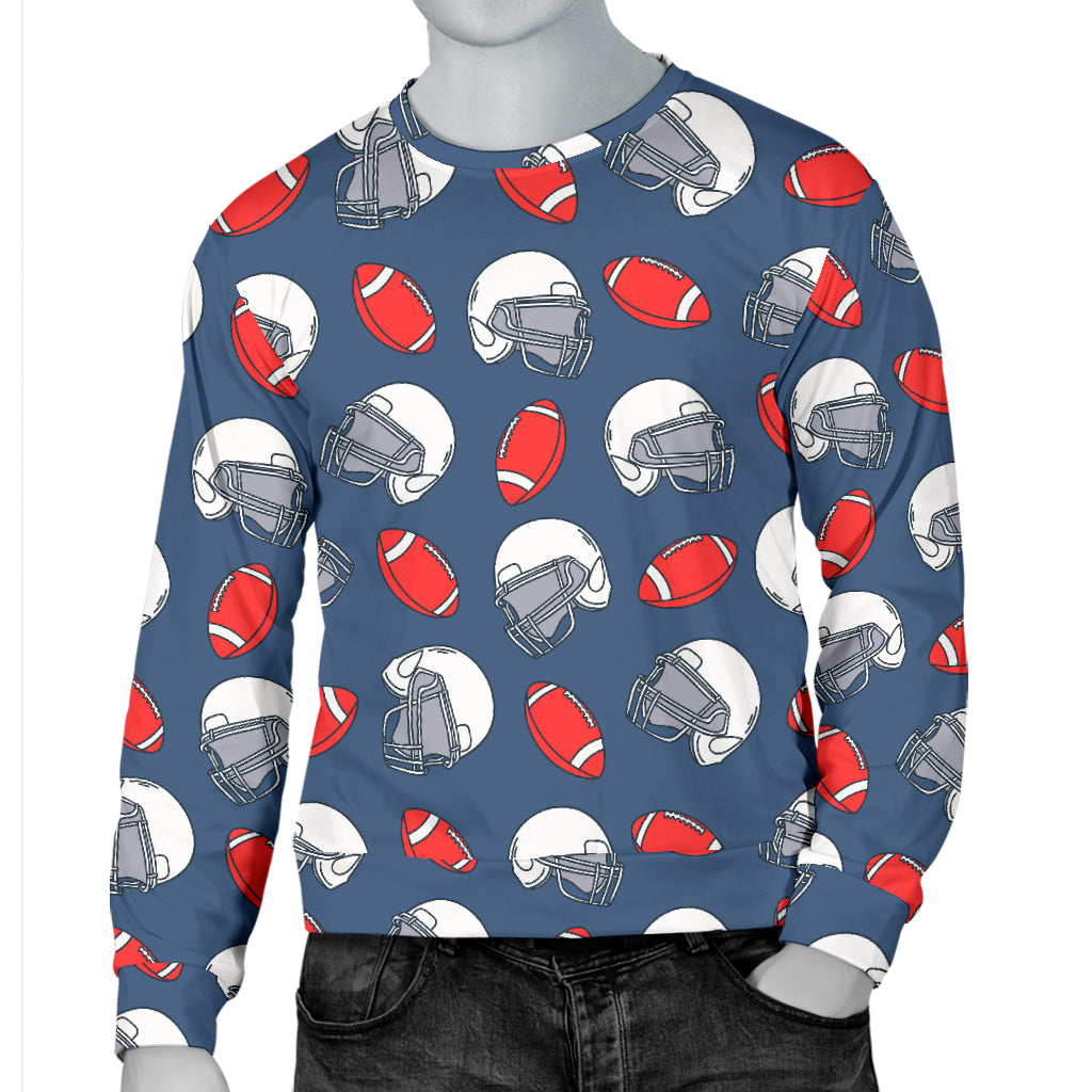 American Football Helmet Design Pattern Men Long Sleeve Sweatshirt