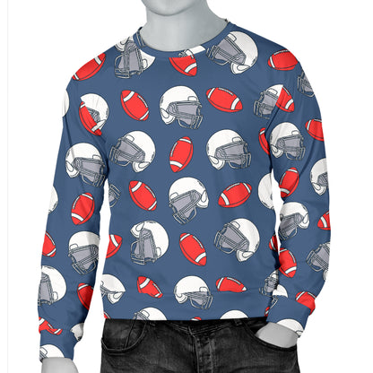 American Football Helmet Design Pattern Men Long Sleeve Sweatshirt
