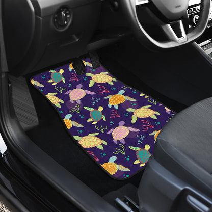 Sea Turtle Color Smile Car Floor Mats Front Back