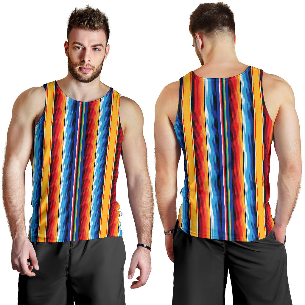 Mexican Blanket Stripe Print Pattern Men Tank Top