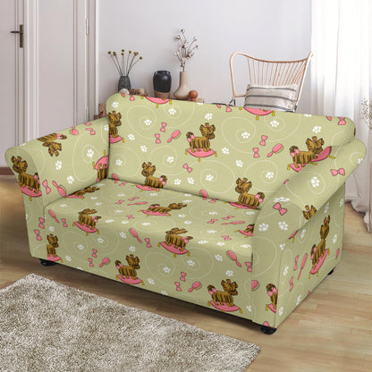 Yorkshire Cute Terriers Print Design LKS301 Loveseat Couch Slipcover