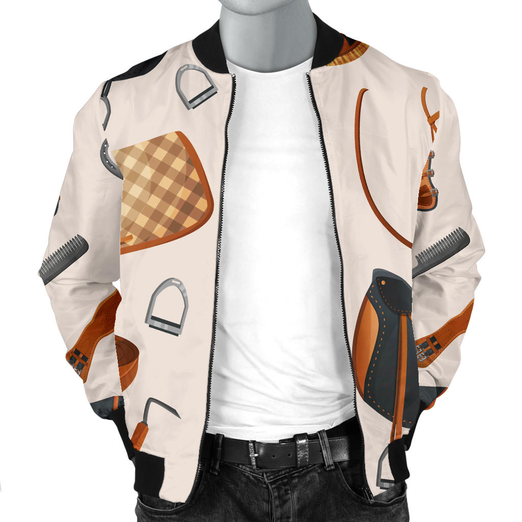 Equestrian Equipment Print Pattern Men Bomber Jacket
