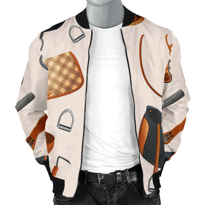 Equestrian Equipment Print Pattern Men Bomber Jacket