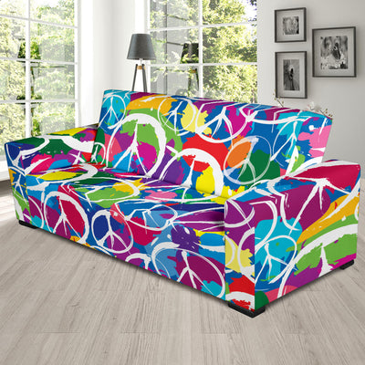 Peace Sign Colorful Pattern Print Design A02 Sofa Slipcover