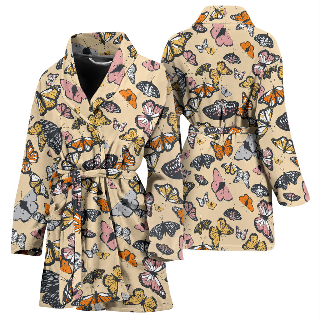Butterfly Pattern Print Design 04 Women Bathrobe