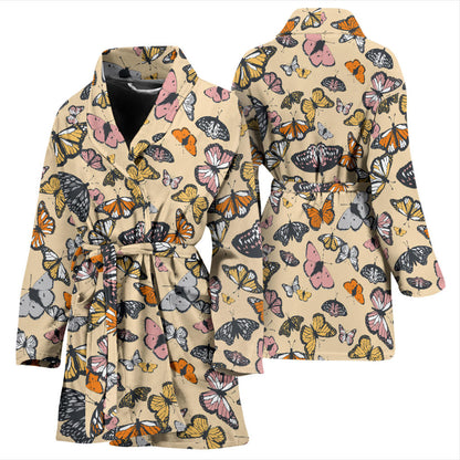 Butterfly Pattern Print Design 04 Women Bathrobe