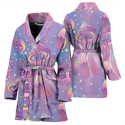 Psychedelic Mushroom Pattern Print Design A01 Women Bathrobe