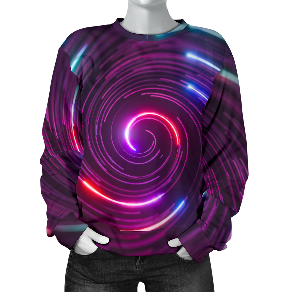 Vortex Twist Swirl Purple Neon Print Women Long Sleeve Sweatshirt