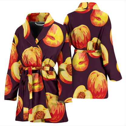 Peach Pattern Print Design A04 Women Bathrobe